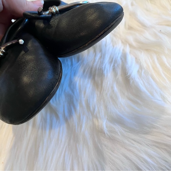 BALENCIAGA 36.5/ US 6.5 Black Leather Bow Accents Round Toe Ballet Flats - Picture 6 of 15